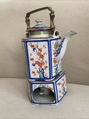 Vintage Japanese Toscany Collection Spring Floral Teapot with Candle Warmer